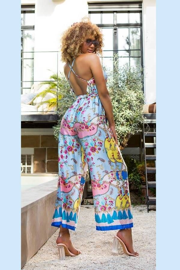 Jumpsuit Wide Luxury Colorful Turquoise ISDV871485
