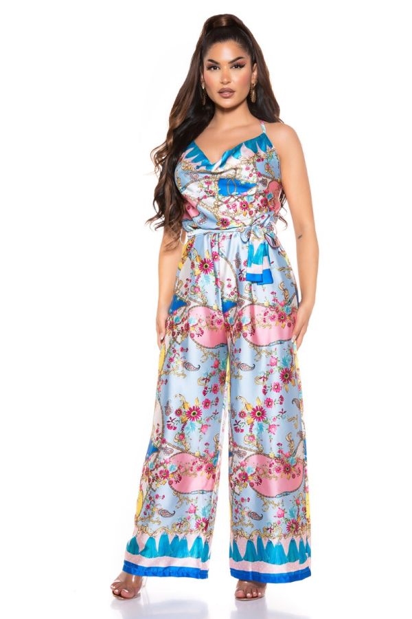 jumpsuit wide luxury colorful turquoise.