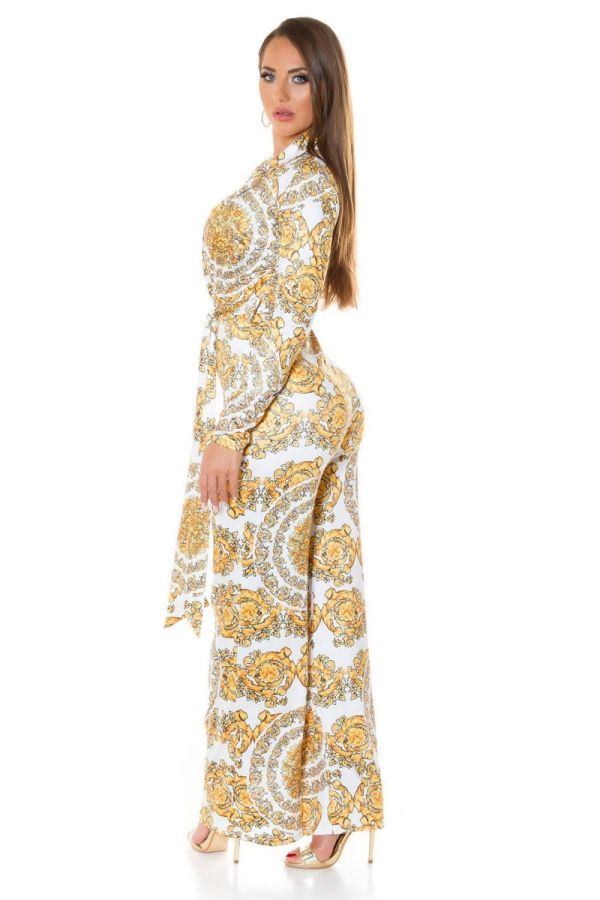 Ολόσωμη Φόρμα Luxury Καμπάνα Άσπρη Κίτρινη ISDV2050916