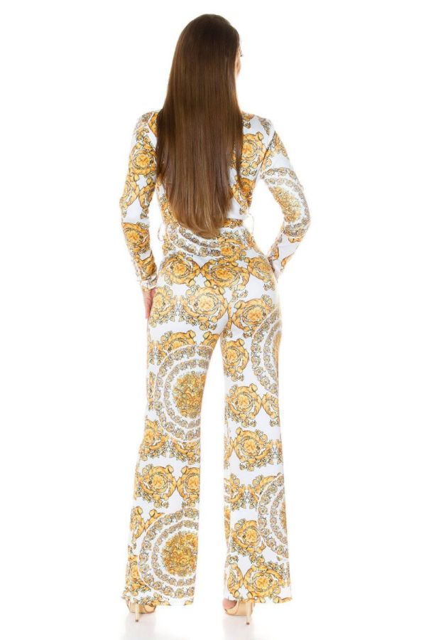 Ολόσωμη Φόρμα Luxury Καμπάνα Άσπρη Κίτρινη ISDV2050916