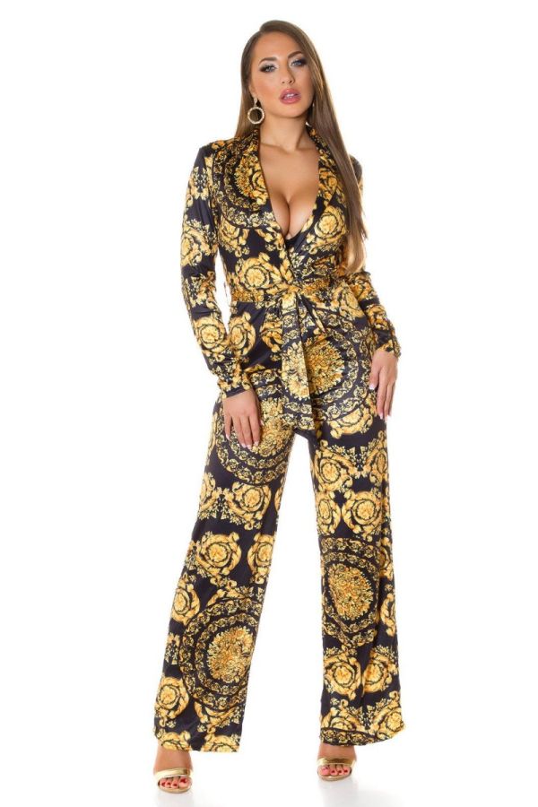 Ολόσωμη Φόρμα Luxury Καμπάνα Μαύρη Κίτρινη ISDV2050916