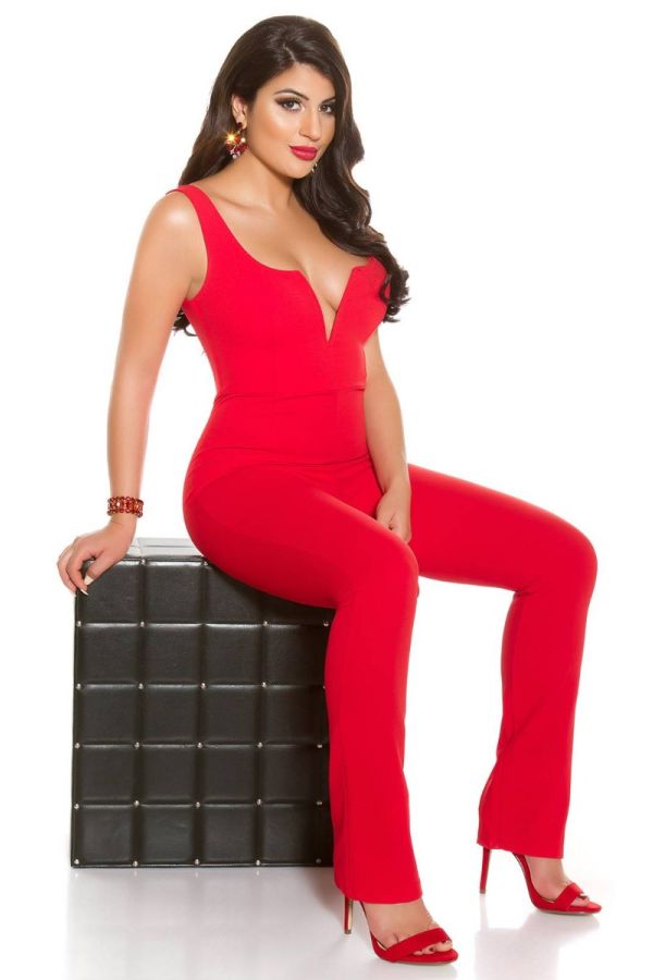 Jumpsuit Evening Sexy Decollete Red ISDV630111