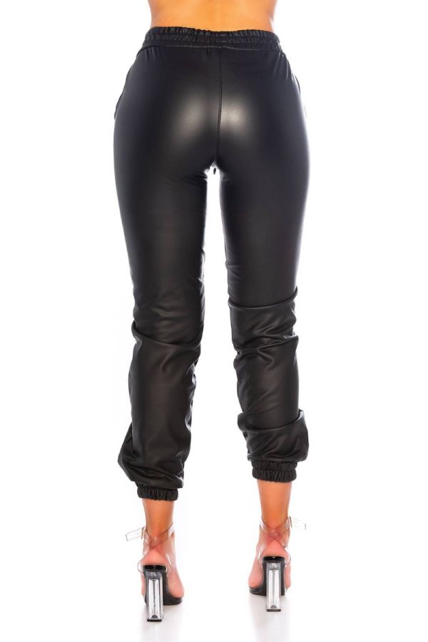 pants jogger style elastic waistband leatherette black.