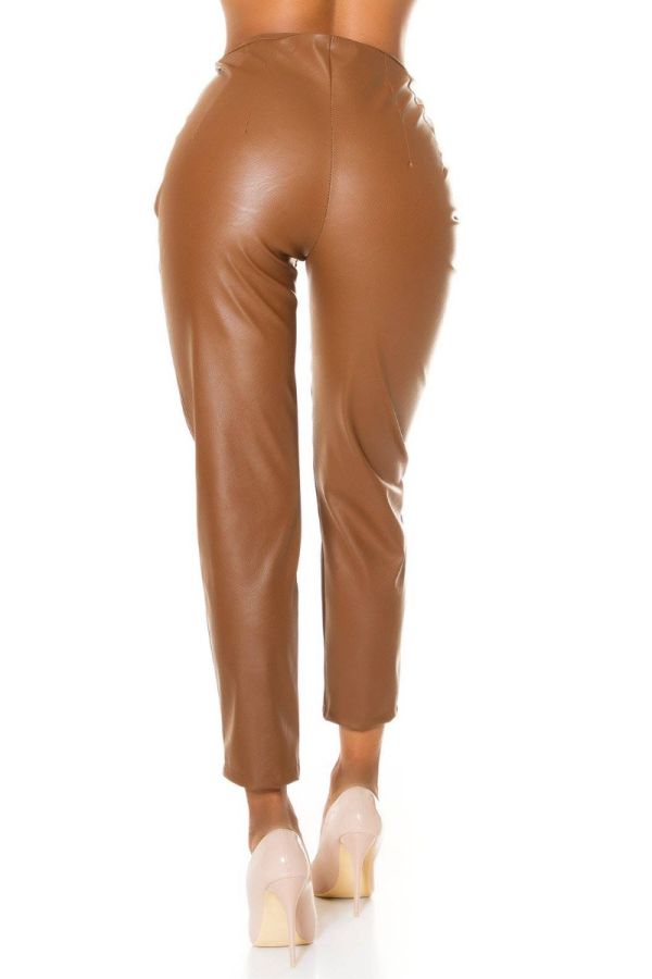 pants impressing leatherette camel.