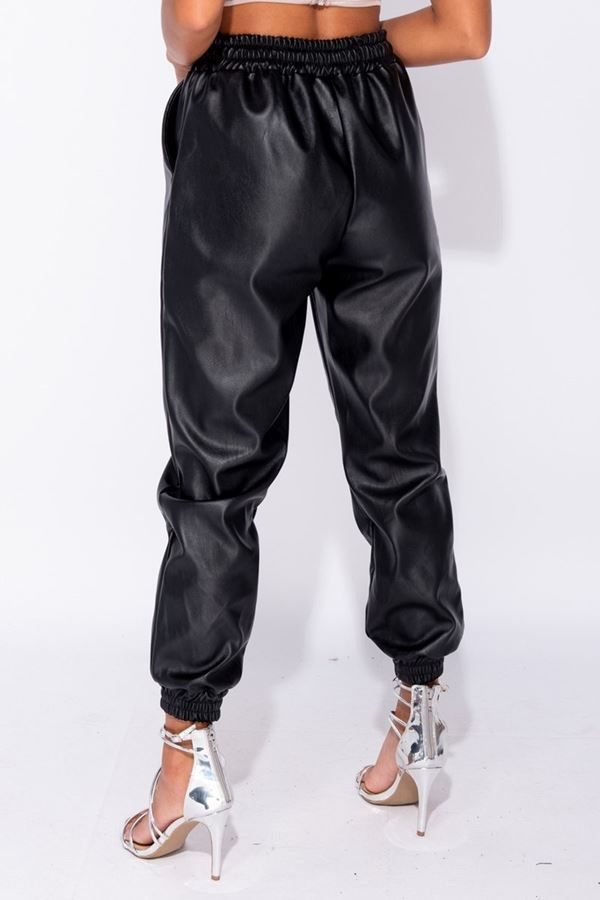 trousers jogging leatherette black.