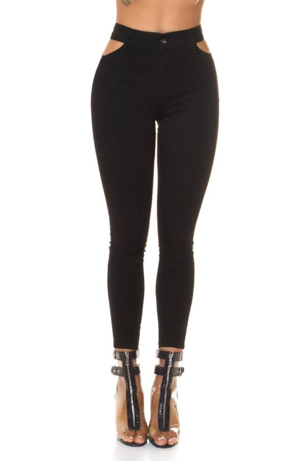 pants jean cutouts sexy black.