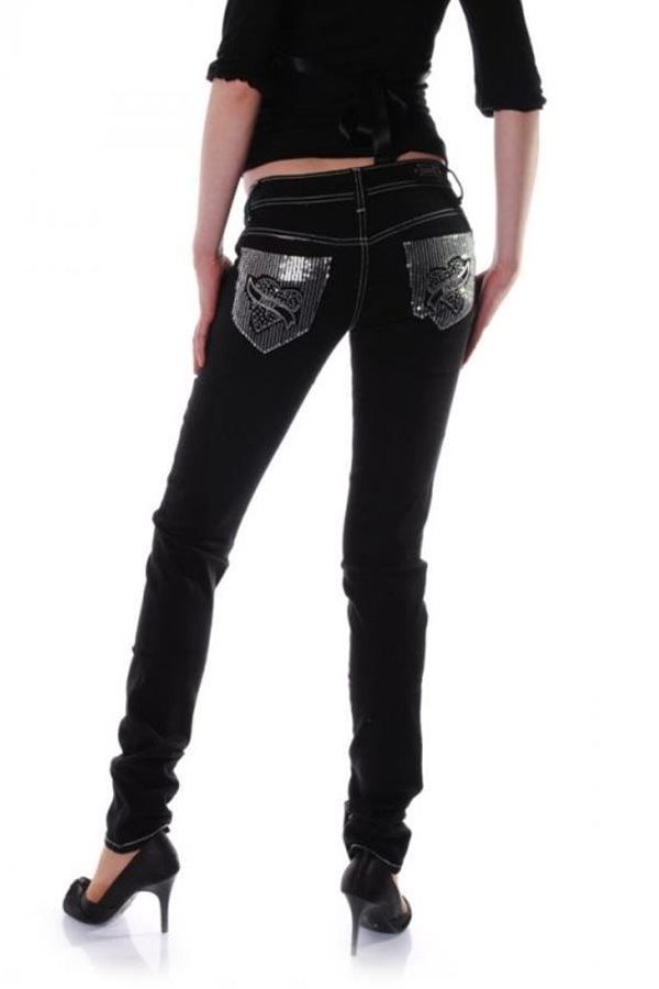 pants jean with silver sequins black.