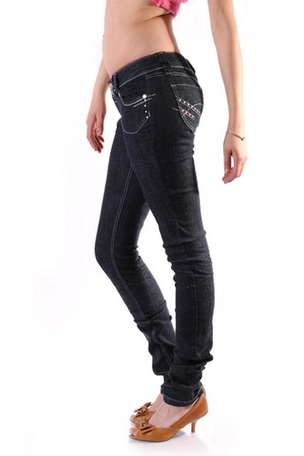 pants jean with silver decoration dark blue.