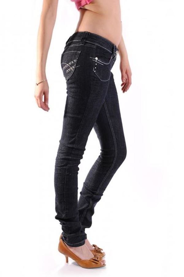 pants jean with silver decoration dark blue.