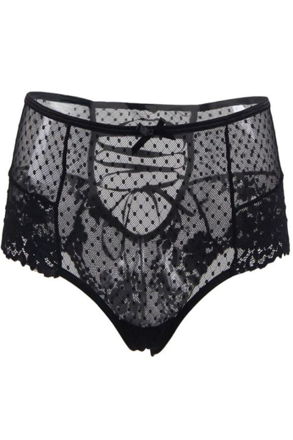 panties high waist straps vintage lace black.