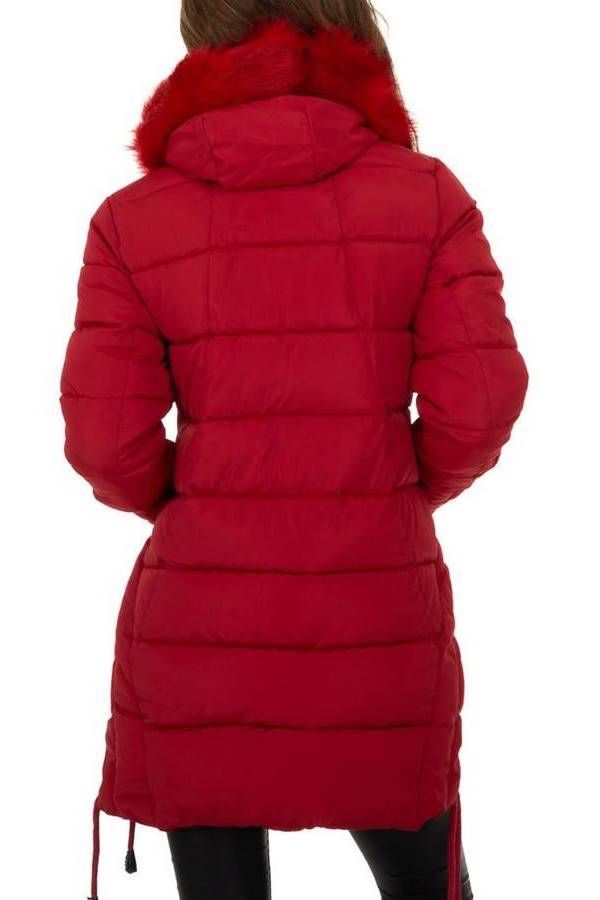 parkas jacket padded hood fur red.