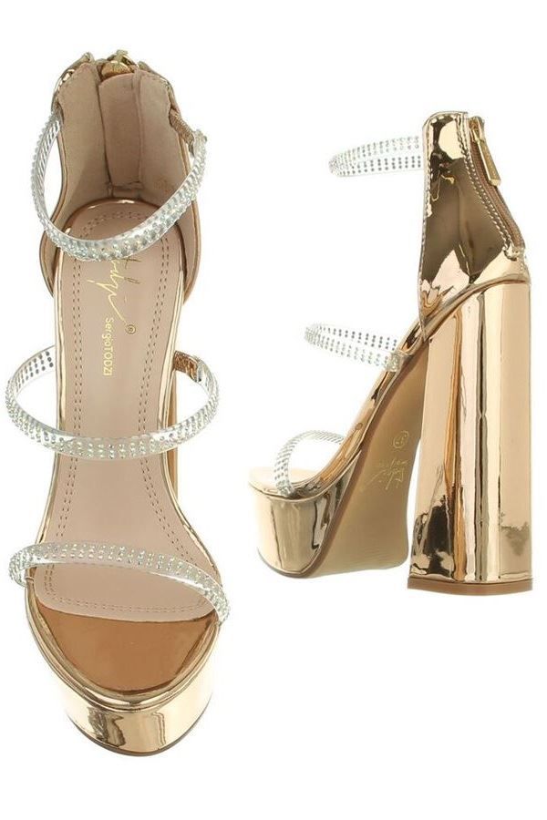 Sandals Formal High Heels Transparency Strass Champagne FSW018011