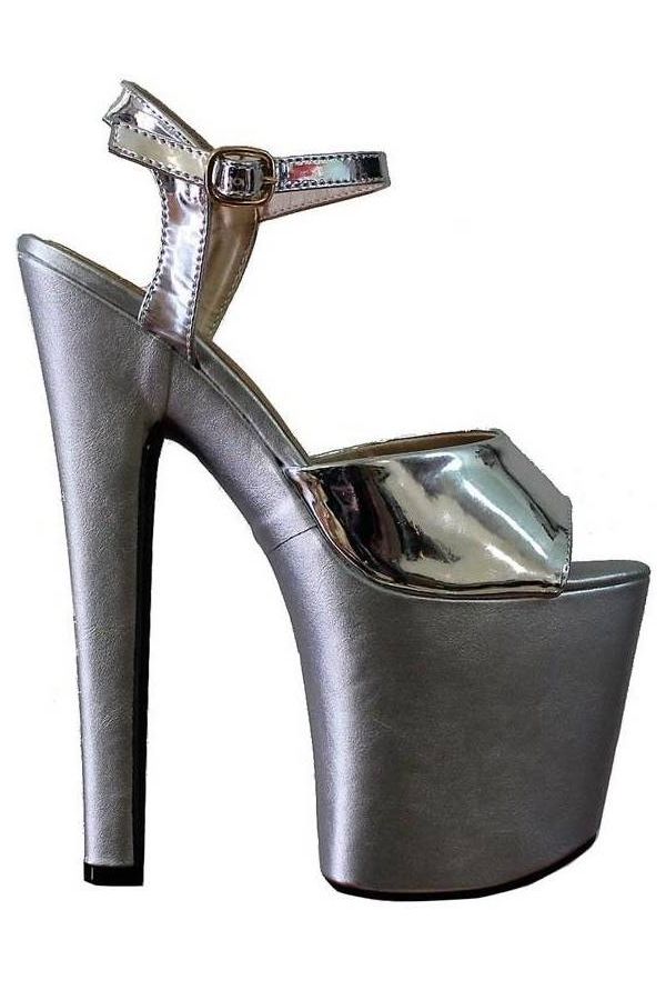 Sandals Formal High Heels Patent Silver KJDU1150
