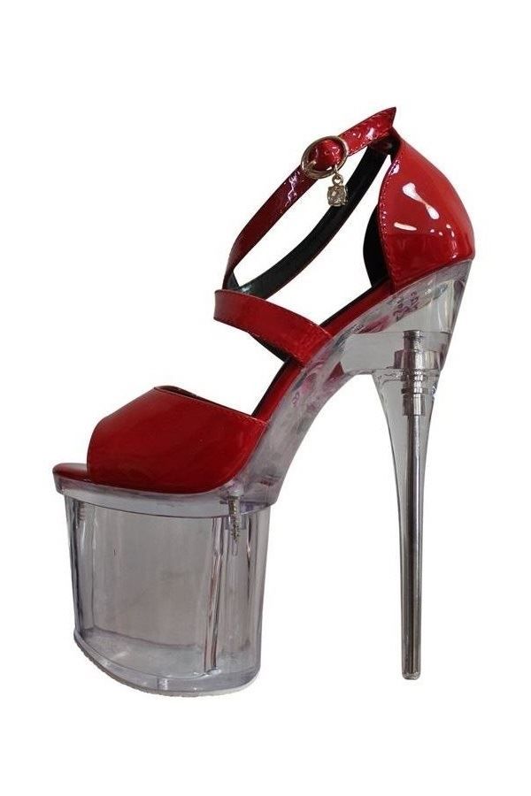 Sandals High Heels Sexy Pole Dancing Transparency Red PARSB55012