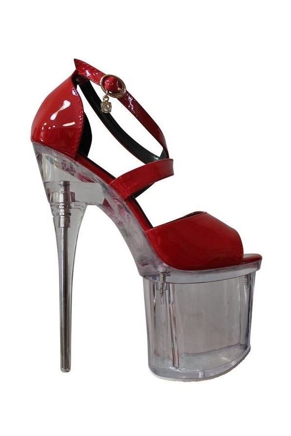 Sandals High Heels Sexy Pole Dancing Transparency Red PARSB55012