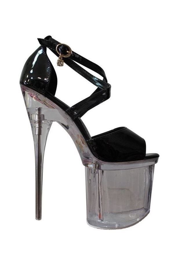Sandals High Heels Sexy Pole Dancing Transparency Black PARSB55012