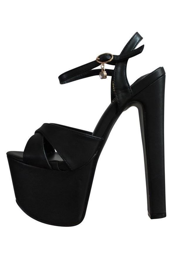 sandals sexy high heels platform black.