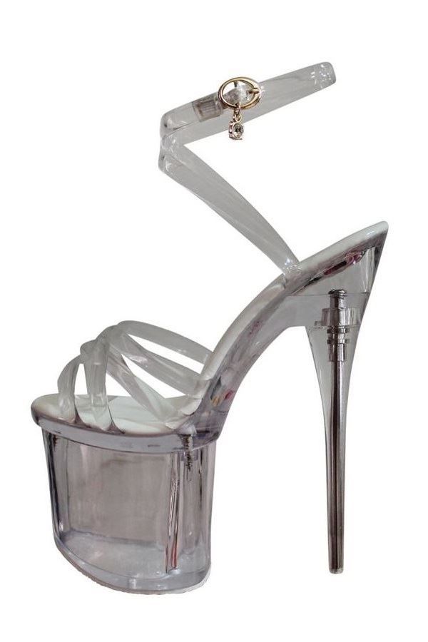sandals sexy high heels transparency white.