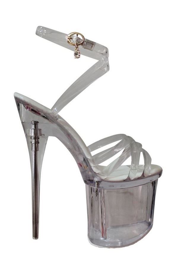 sandals sexy high heels transparency white.