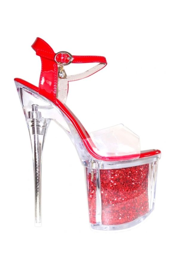 SANDALS SEXY HIGH HEELS GLITTER PATENT RED PARSB55001