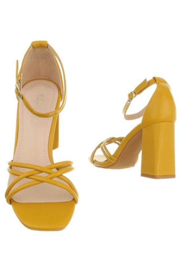 Sandals Square Heel Straps Yellow FSW0711