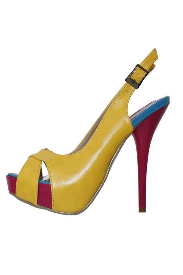 high heel sandal multicolor yellow