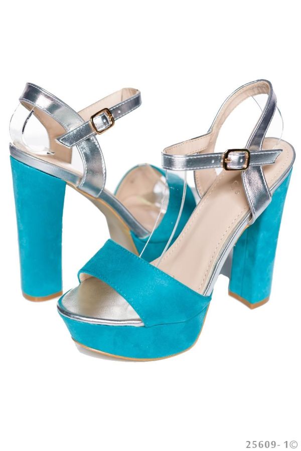 high heel sandals with platform patent turquoise silver