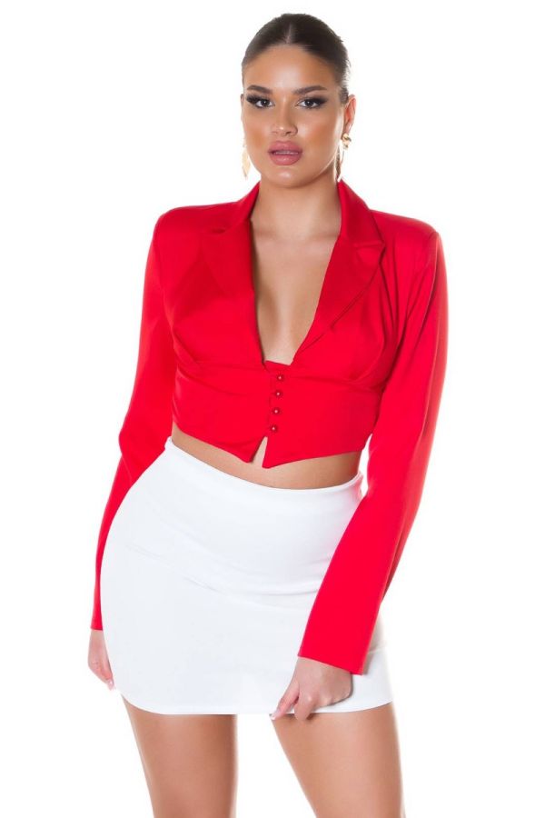 Blazer Sexy Short Buttons Red ISDT242003