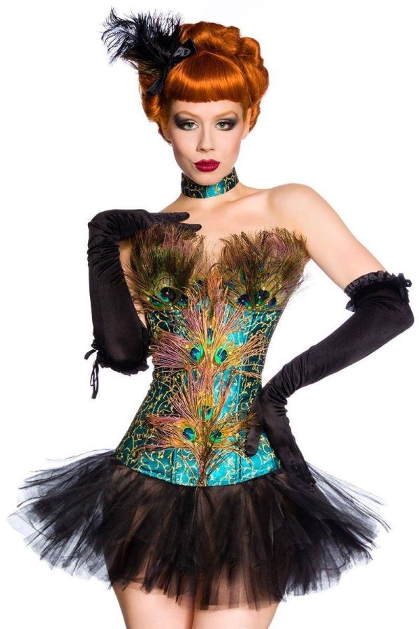 Set Burlesque Corset Skirt Jewelry Multi Color DAT1713724