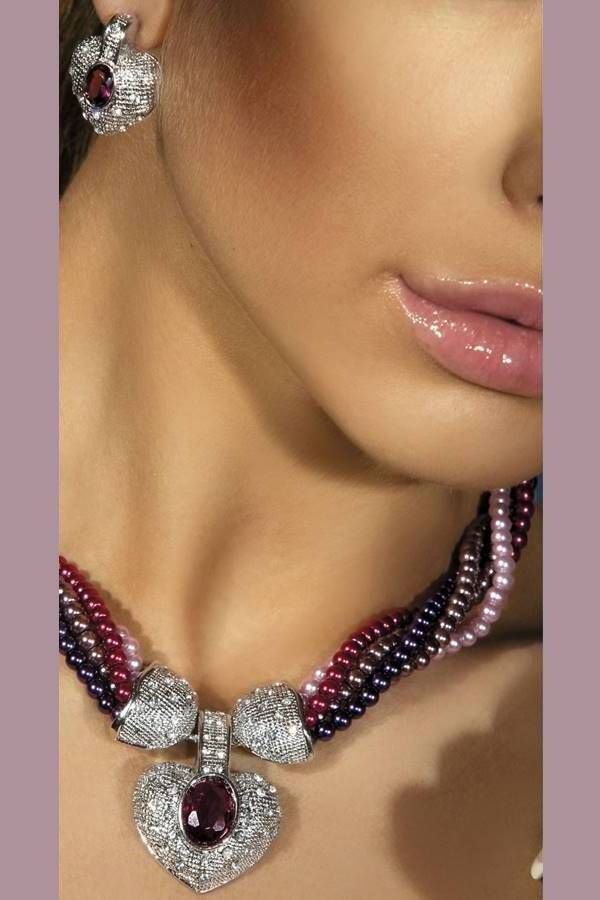 σετ κοσμήματα μαργαριτάρια κολιέ σκουλαρίκια πολύχρωμο.