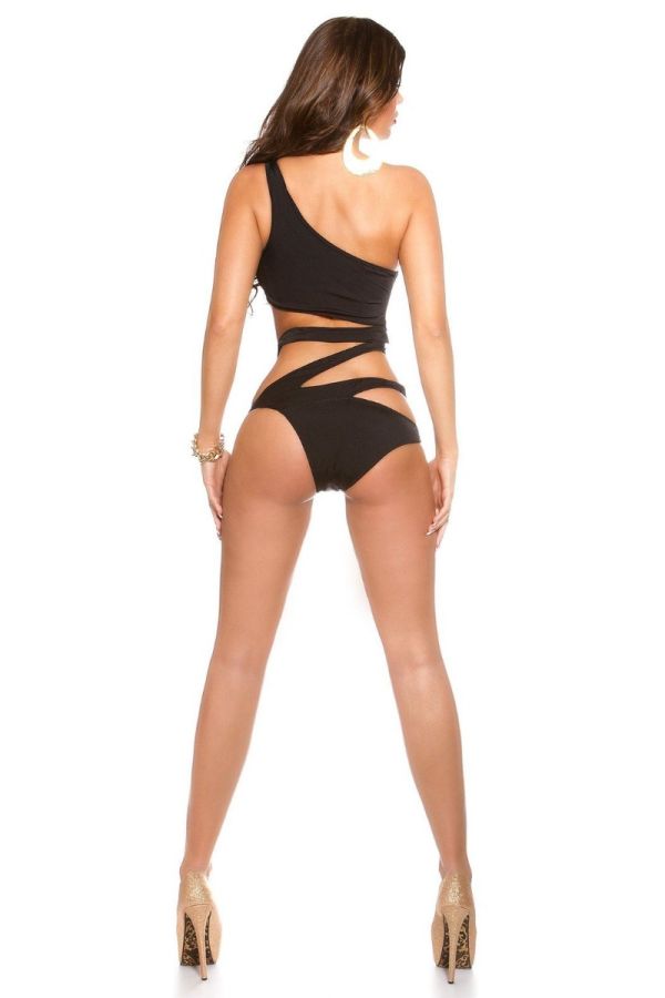 One Piece Brazilian Swimsuit Sexy Cutouts Black ISDB185951