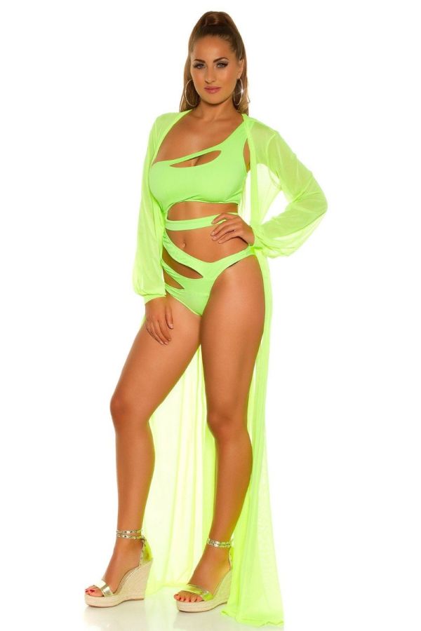 Monokini Brazilian Swimsuit Sexy Cutouts Neon Yellow