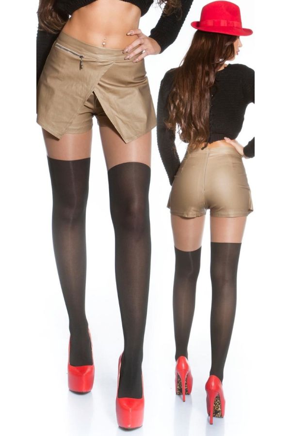 Skorts Shorts Skirt Leatherette Beige ISD16610
