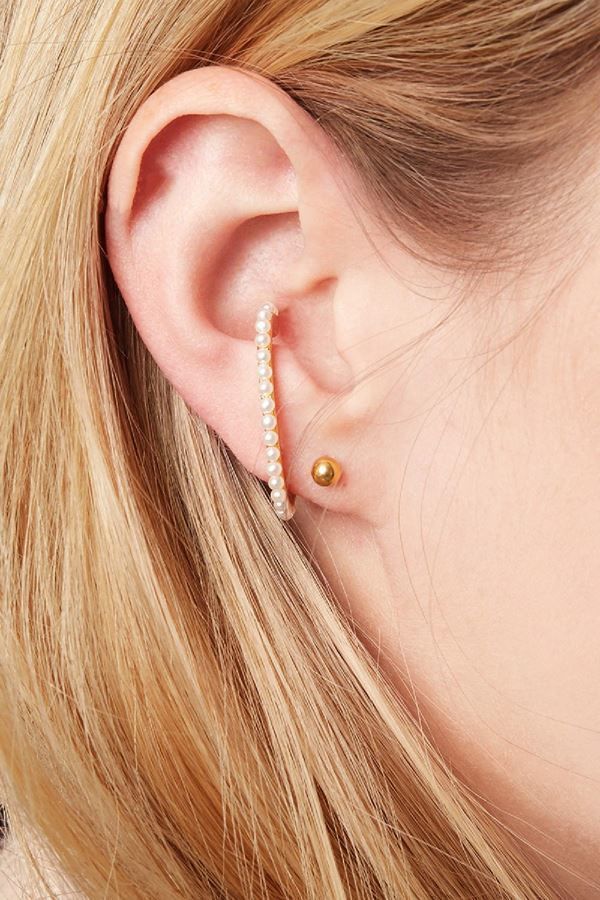 Ear Cuff Piercing Pearls Gold YE288789