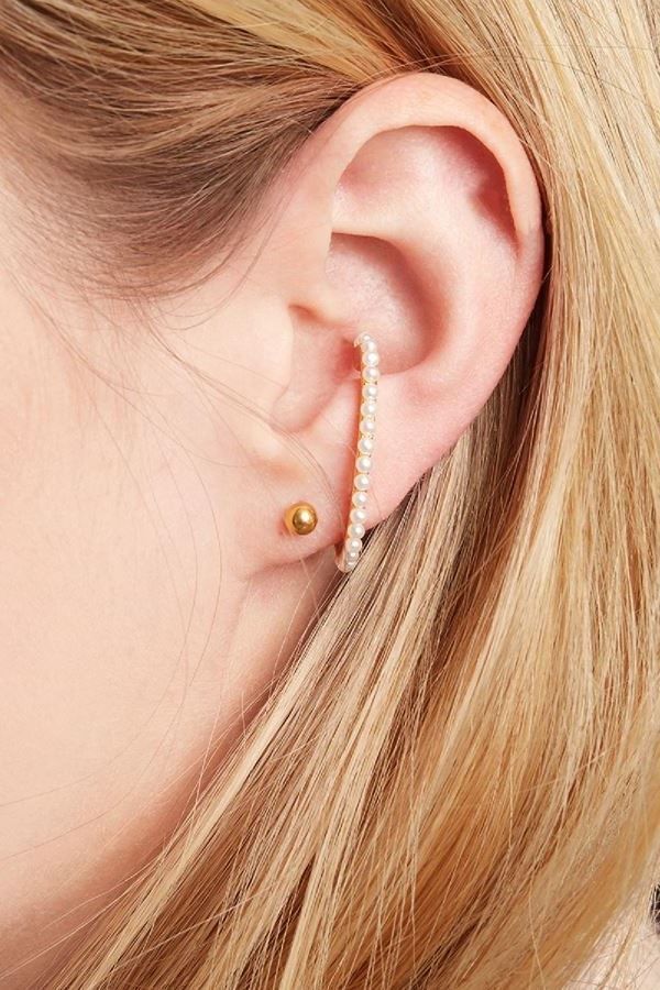 Ear Cuff Piercing Pearls Gold YE288789