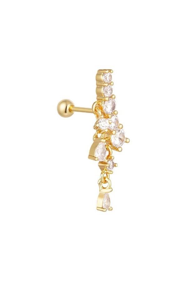 Σκουλαρίκι Αυτιού Piercing Επιχρυσωμένο Zircon Πέτρες Χρυσό YE290115 