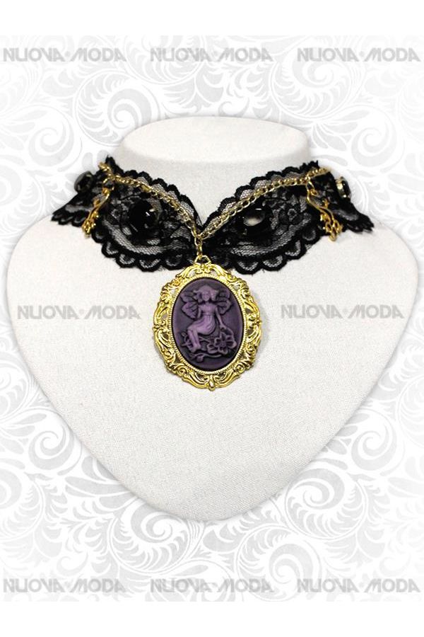neck jewel vintage black purple.