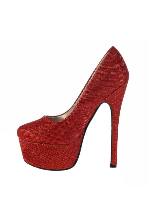 formal high heeled pump with shiny look red