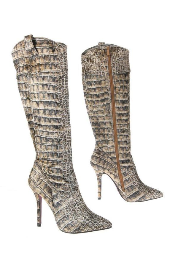 exclusive boot at snake design beige