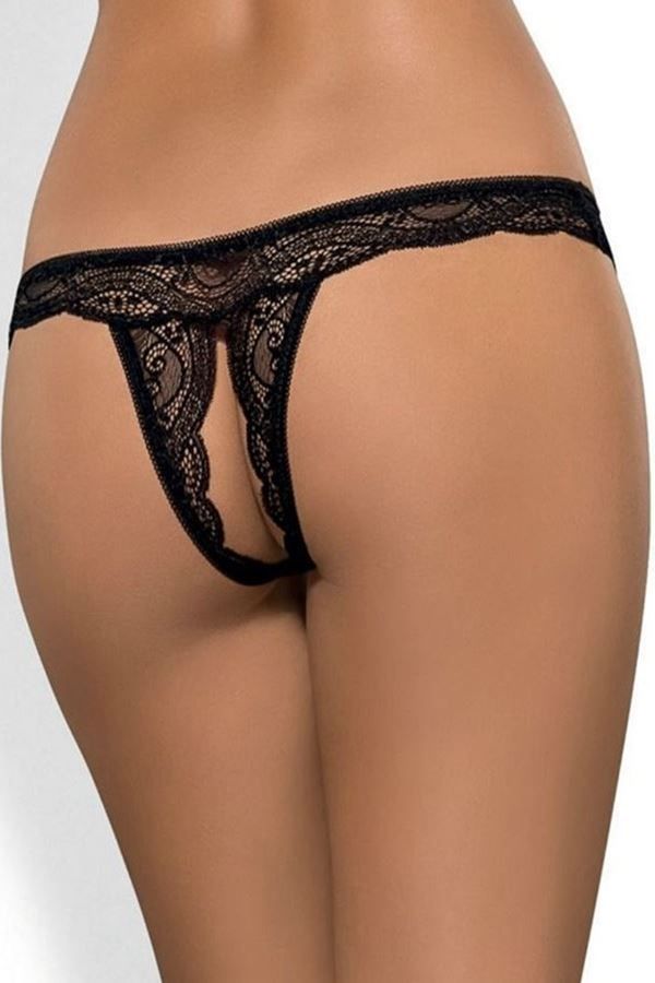 STRING SLIP SEXY OPEN CROTCH LACE BLACK DRED207900