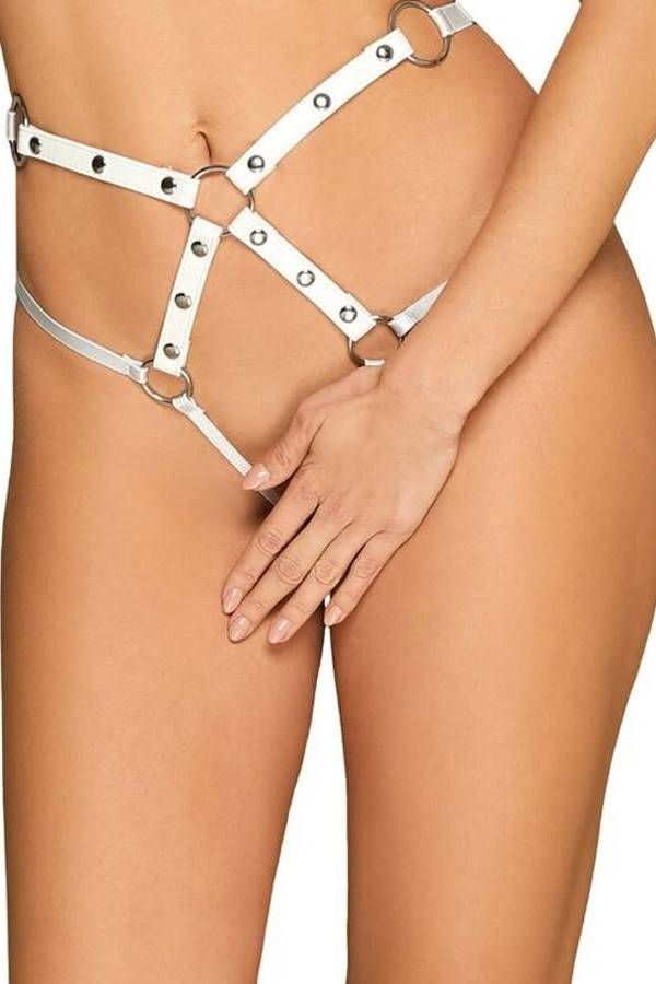 string sexy straps leatherette white.