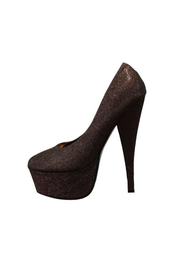 high heels sexy formal gklitter pumps with platform bronze