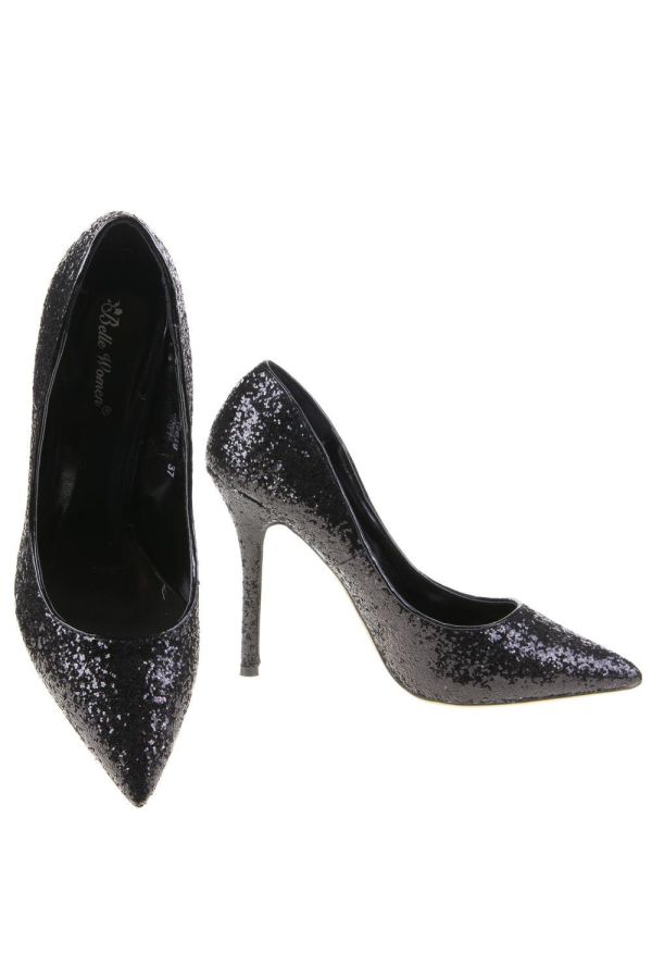 pump formal pointed decorated all with glitter black