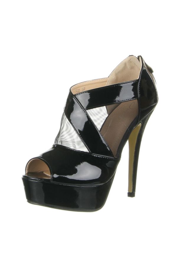 impressing high heel patent sandal black