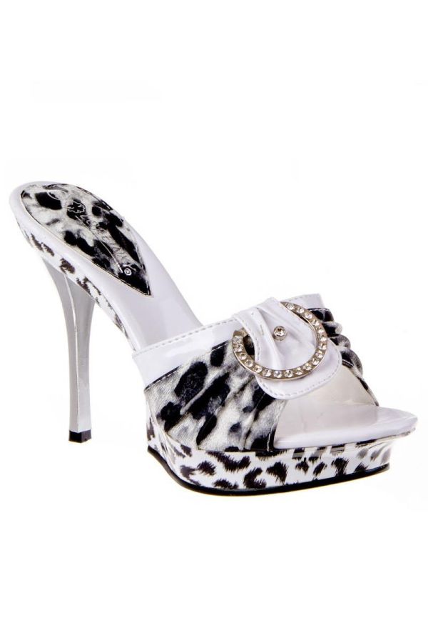 women clogs decorated with strass leopar black white