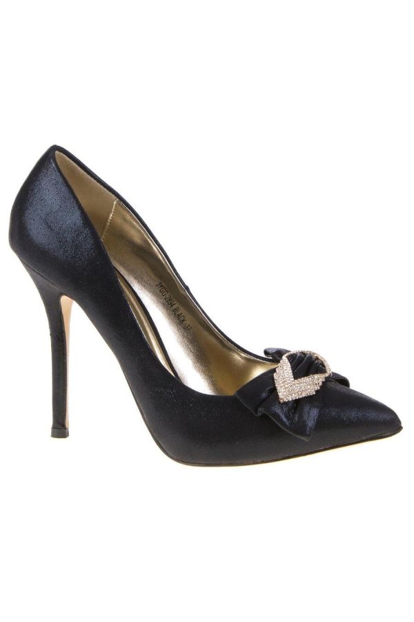 pump formal pointed decorated with strassed design black