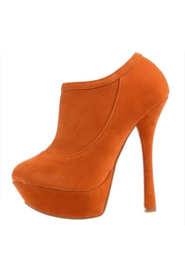 super impressive high heel suede ankle boot with platform orange