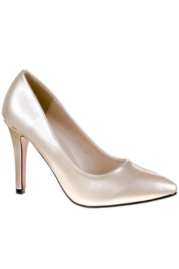 pointed formal patent pump apricot