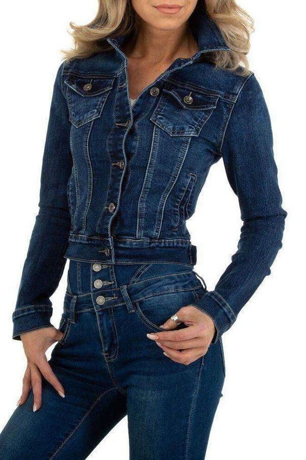 Jeans Jacket Buttons Strass Blue FSW11764