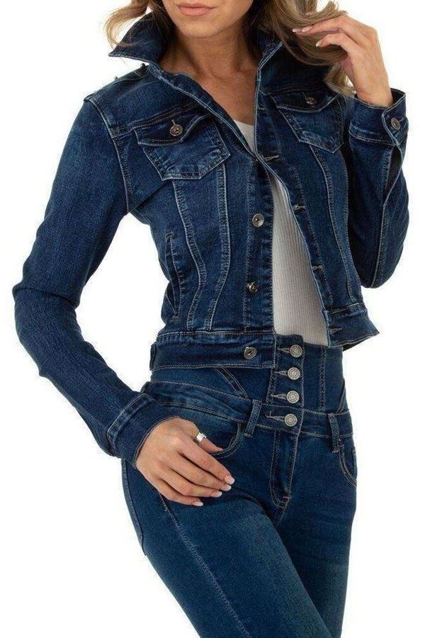 Jeans Jacket Buttons Strass Blue FSW11764